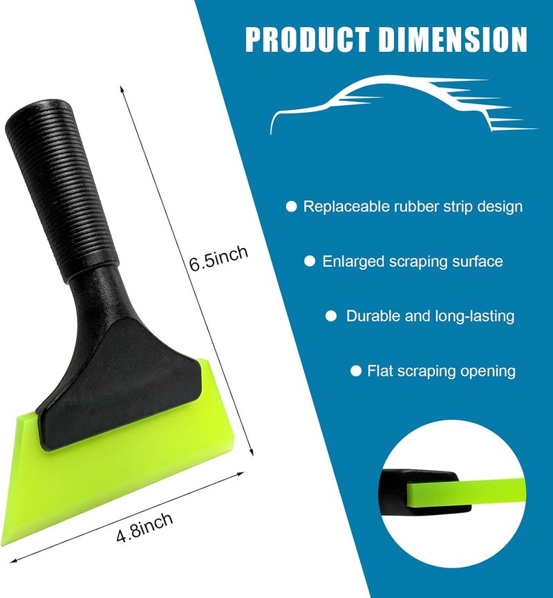 YTFRL Small Squeegee with 5 Inch Rubber Blade, Car Window Tint Tool Water Wiper with Non-Slip Handle, Windshield Squeegee Vinyl Wrapping Scraper for Door Bathroom Mirror Cleaning (Green) - Image 2